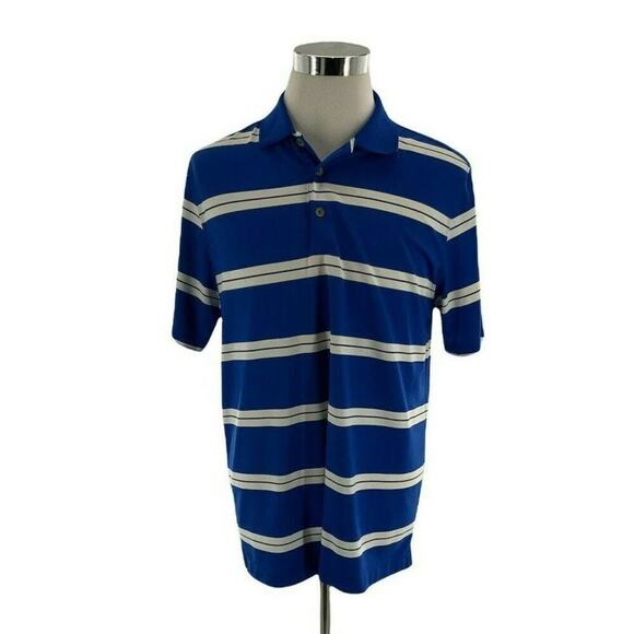 Nike Golf Shirt Mens Sz Large Tour Performance Dri-Fit Button Striped Activewear - Picture 1 of 9